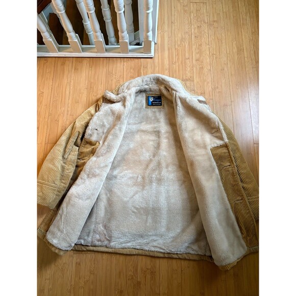 Vintage Cooper Outerwear Jacket Mens Large Tan Corduroy Fur Lined 4 Buttons - Picture 8 of 8